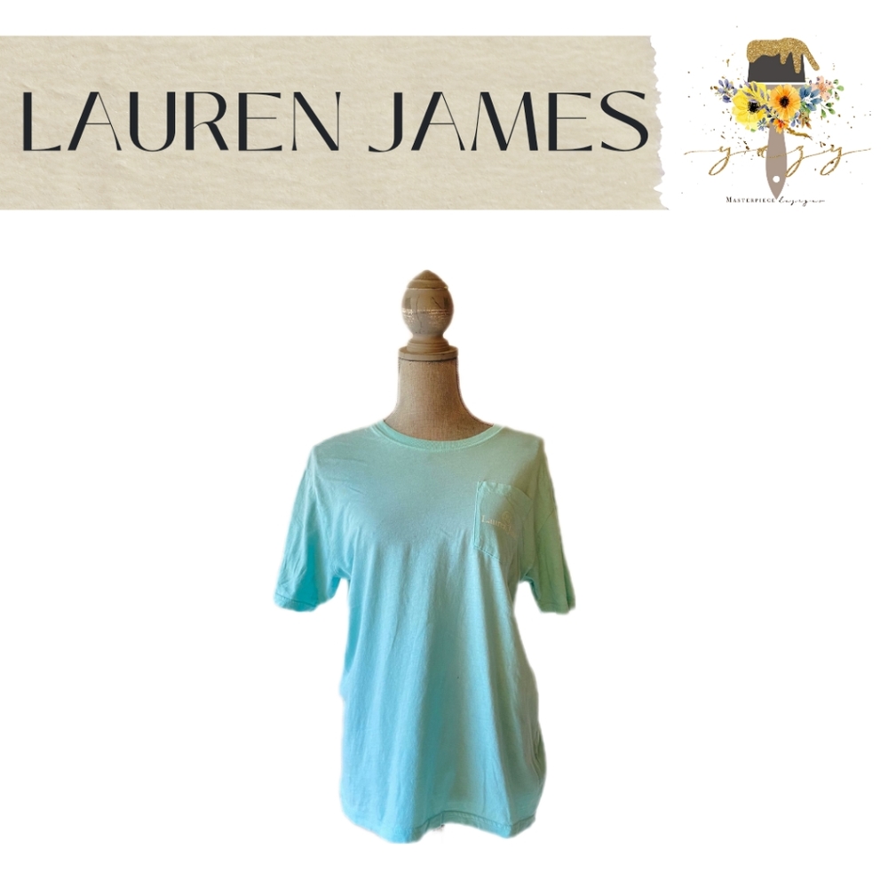 LAUREN JAMES, SMALL, Aqua, Printed Design, T-shirt